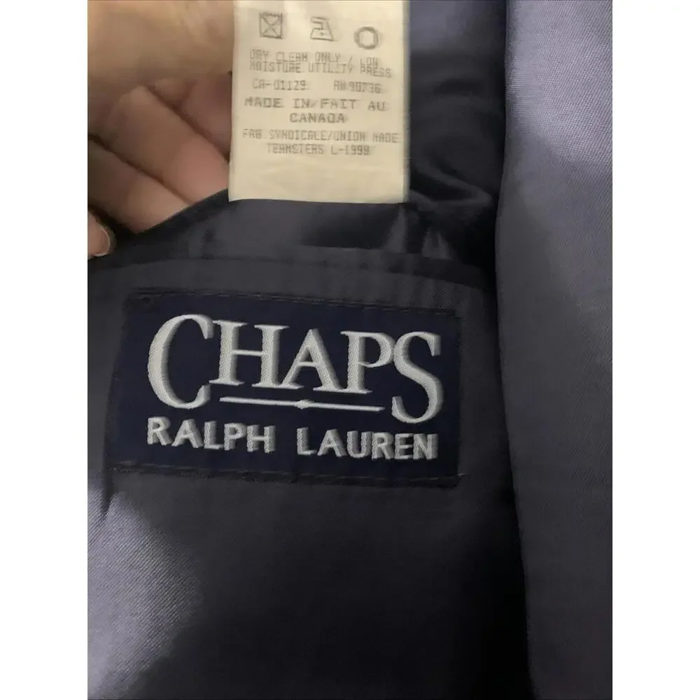 Lauren Ralph Lauren Blazer Size Large 42T Blue Wool Union Made In Canada Vintage